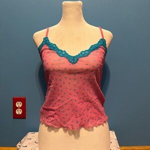 y2k polka dot lace cami
